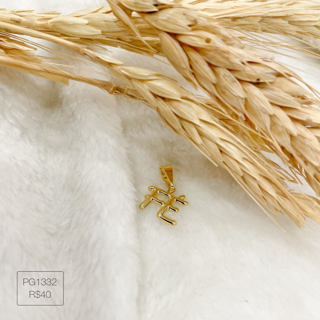 Pingente Fé Liso Dourado